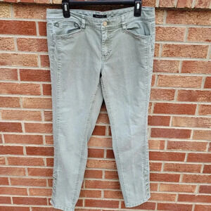 White House Black Market Green Jeans Women's Size 10R Slim Ankle Beaded Accents